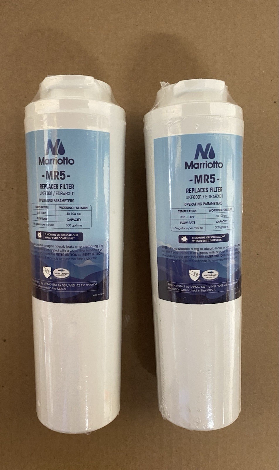 New 2-Marriotto MR5 Water Filters Replaces UKF8001 / EDR4RDX1