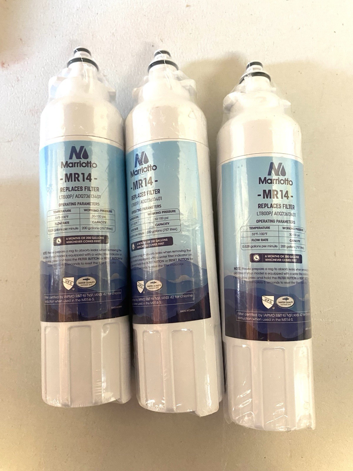 New 3-Marriotto MR14 Refrigerator Water Filters Replaces LT800P/ ADQ73613401