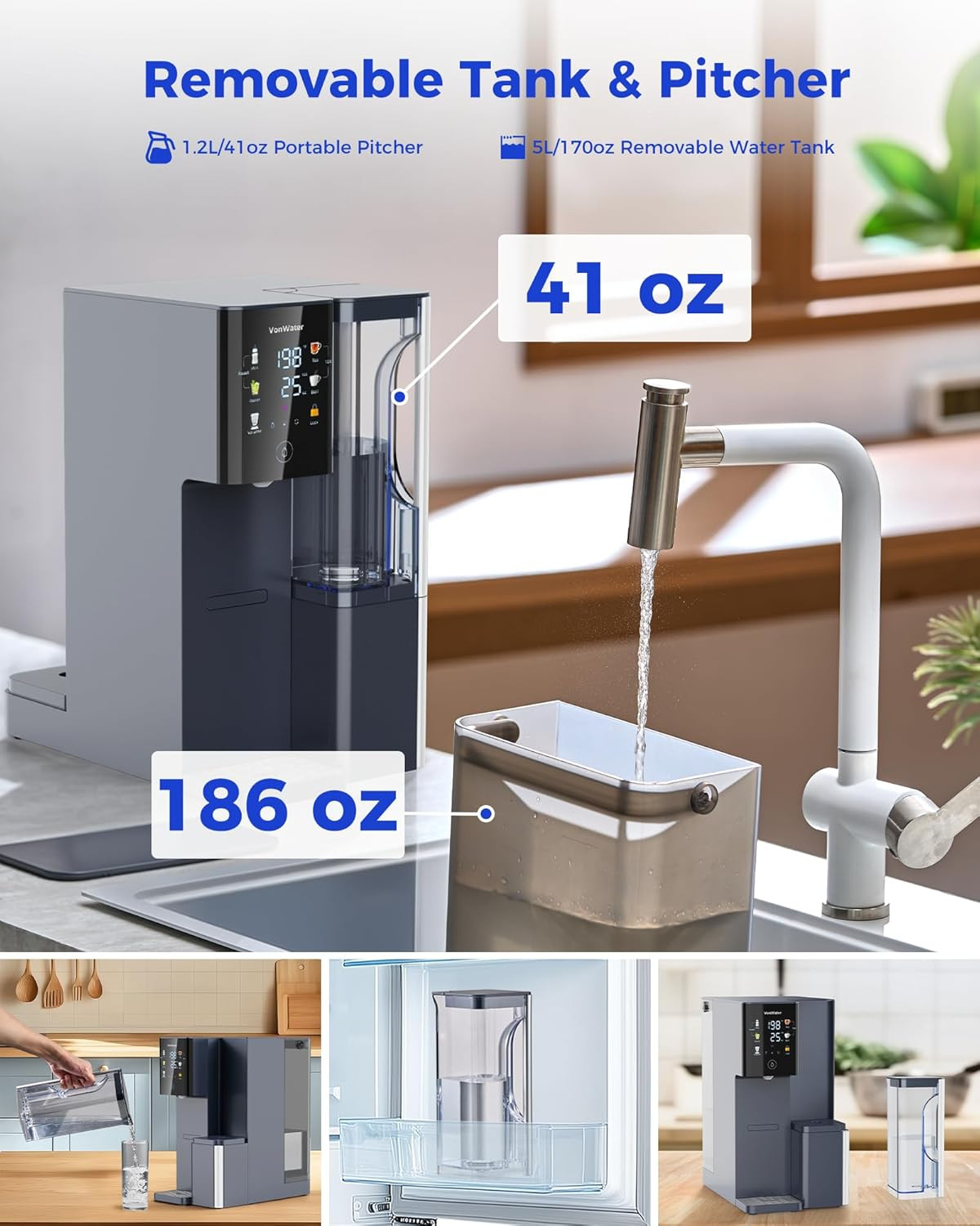 CT910H Reverse Osmosis Water Filter Countertop, 3S Instant Hot RO Water Filtrati