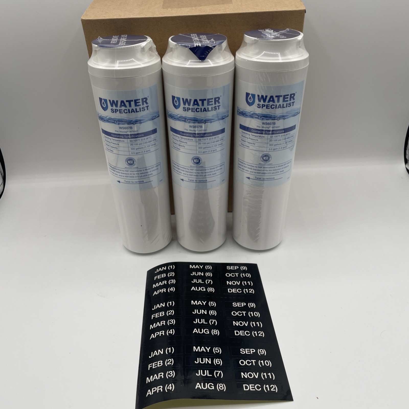 Water Specialist WS607B – 3 Pack Refrigerator Water Filter Fits Maytag UKF8001