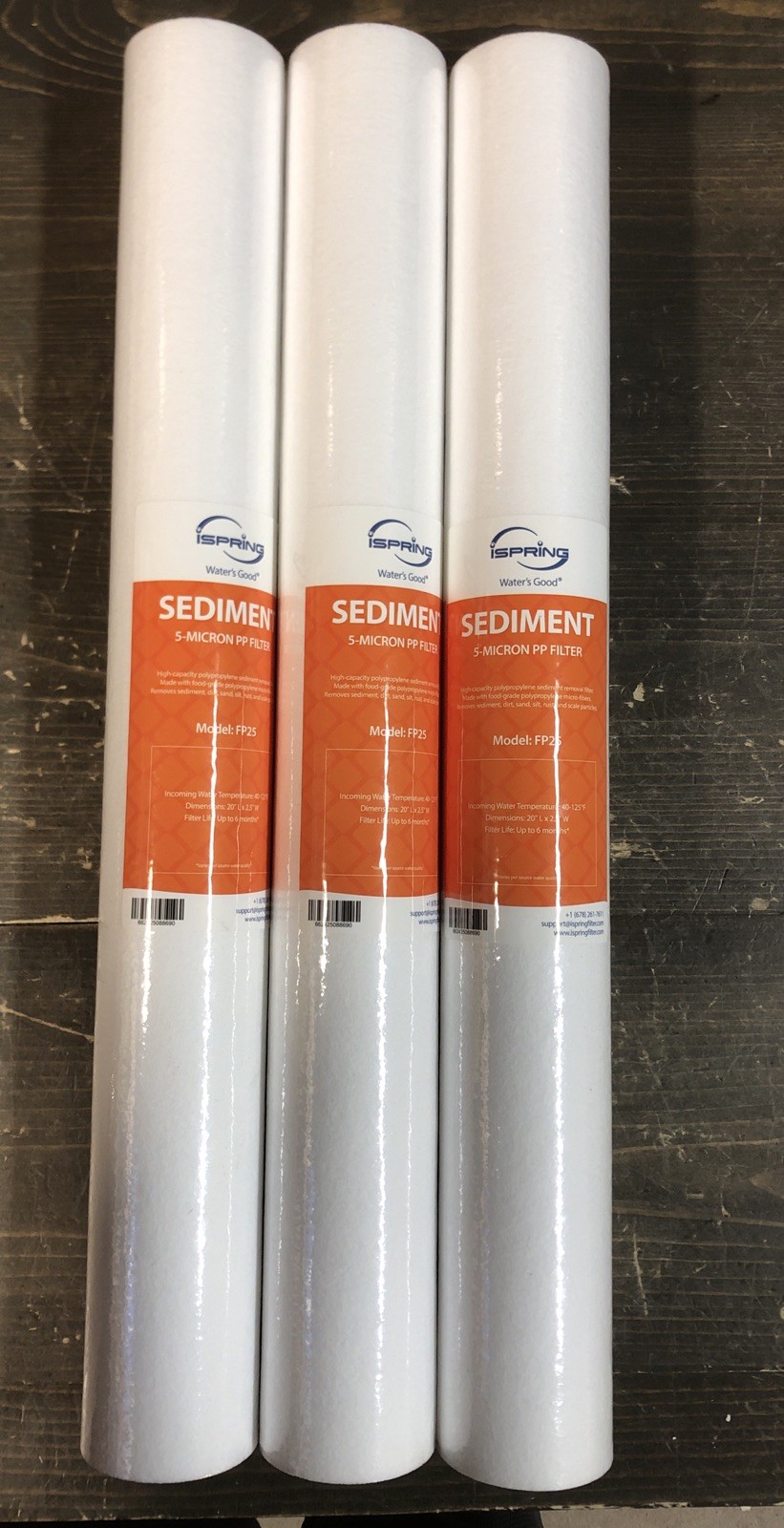 iSpring Sediment Filter FP25 3 Pack- 5 Micron 20 X 2 1/2 (20″x2.5″)