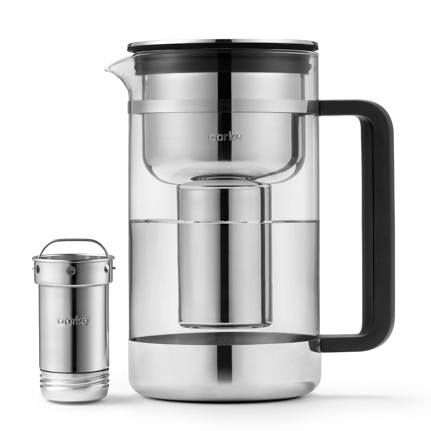 Water Pitcher Filter Purifier Glass Stainless Steel BPA-Free 7 Cups
