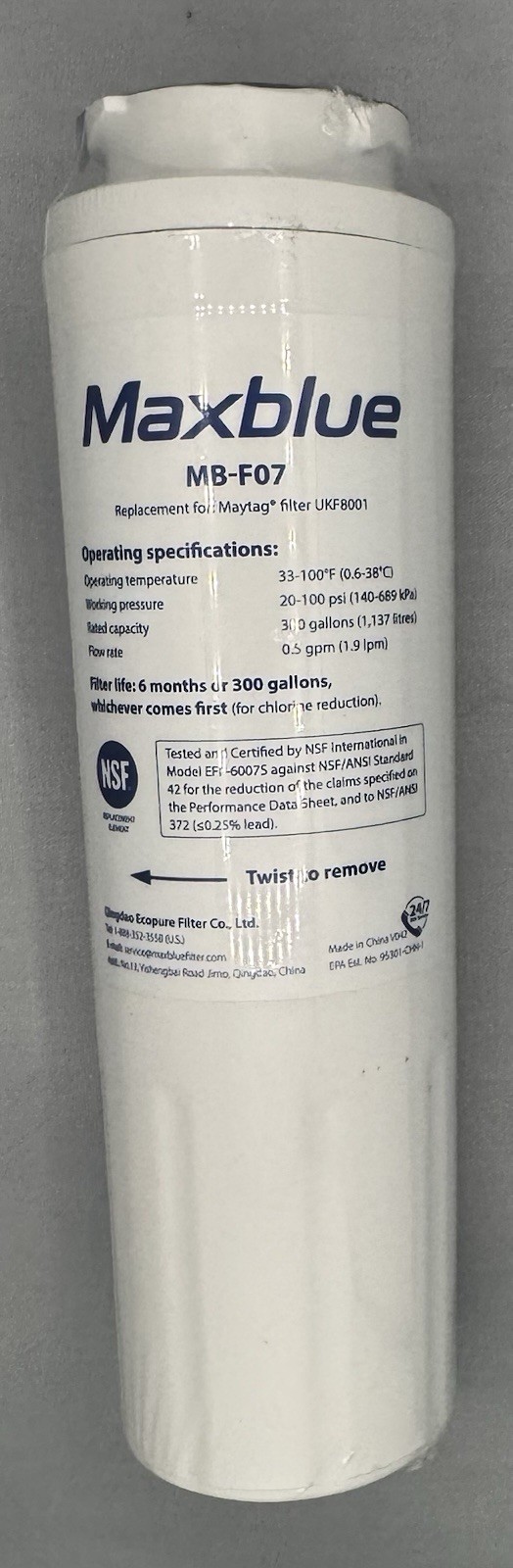 MaxBlue MB-F07 Lot of 3 Refrigerator Water Filter Replacement for UKF8001