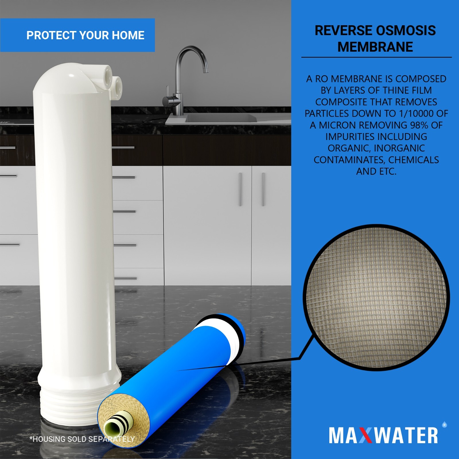 10 Pack 100 GPD Membrane Reverse Osmosis Max Water Filter Universal System