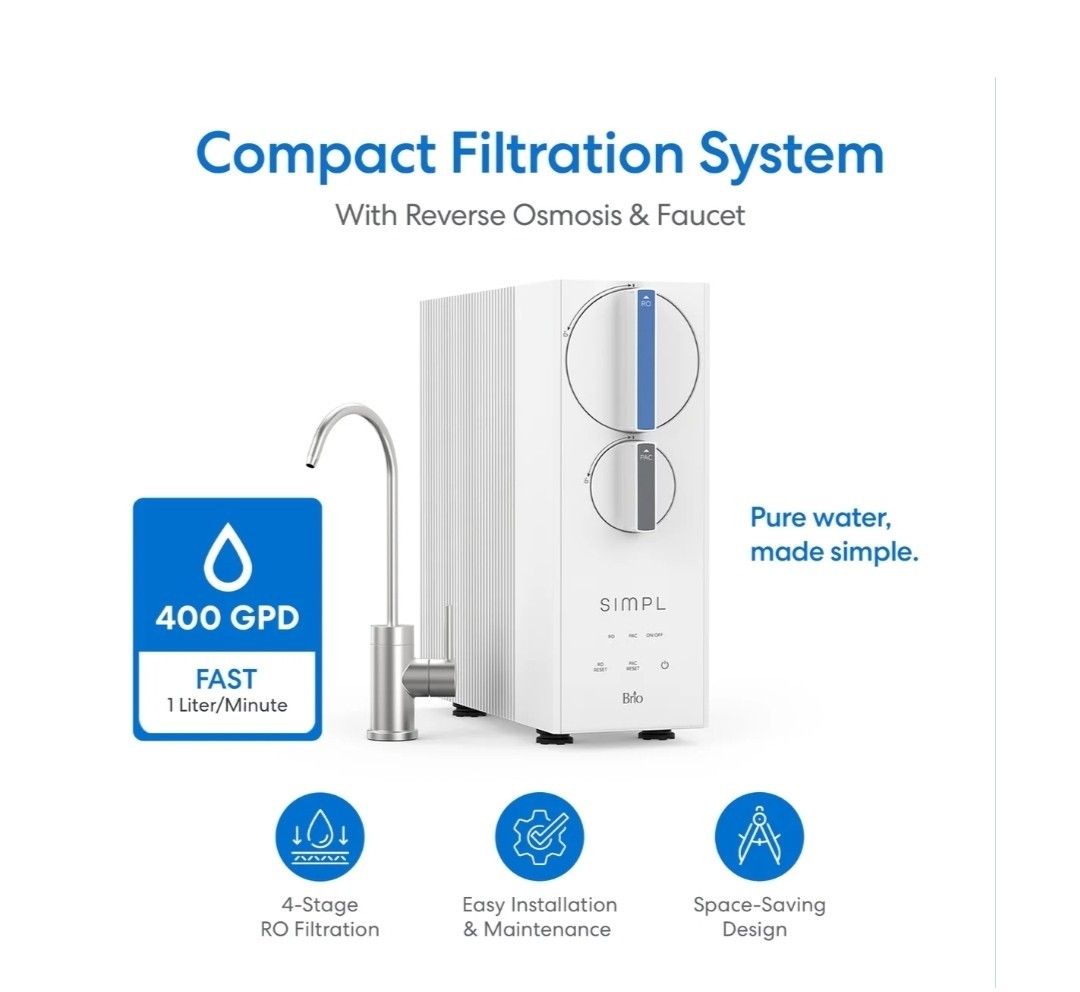 *NEW Brio SIMPL Tankless Reverse Osmosis (RO) Undersink Filtration System 400GPD