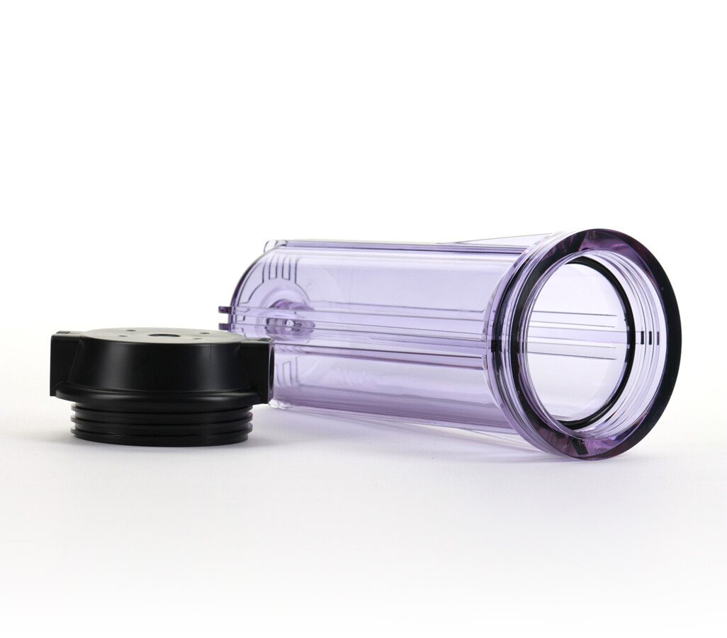 Hydronix RO Filtration Systems 10″ Clear Housing w/ Black Flat Cap 1/2″ Ports