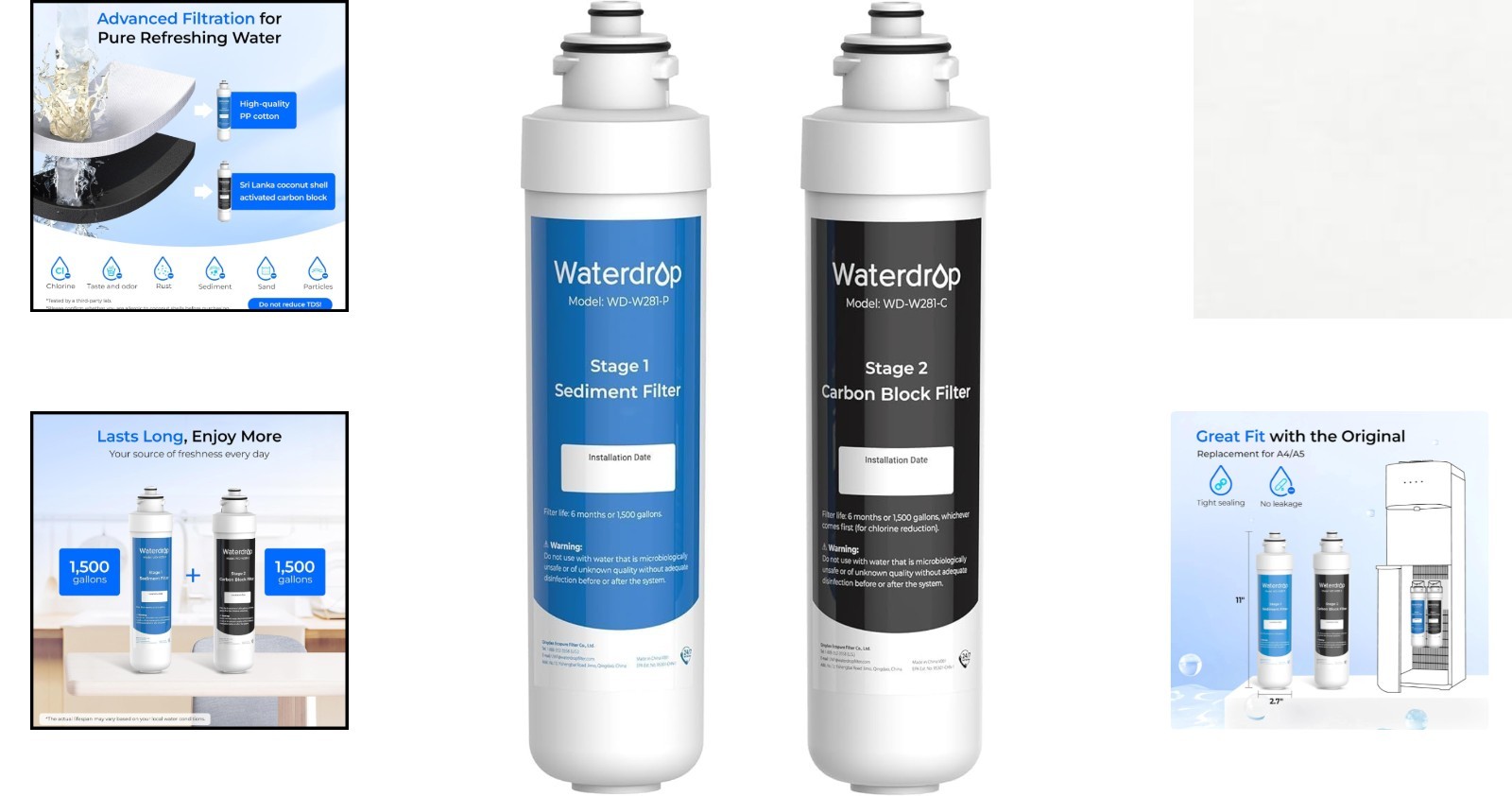 W281 Water Filters for Water Coolers, Replacement for All Avalon® Branded Bottle