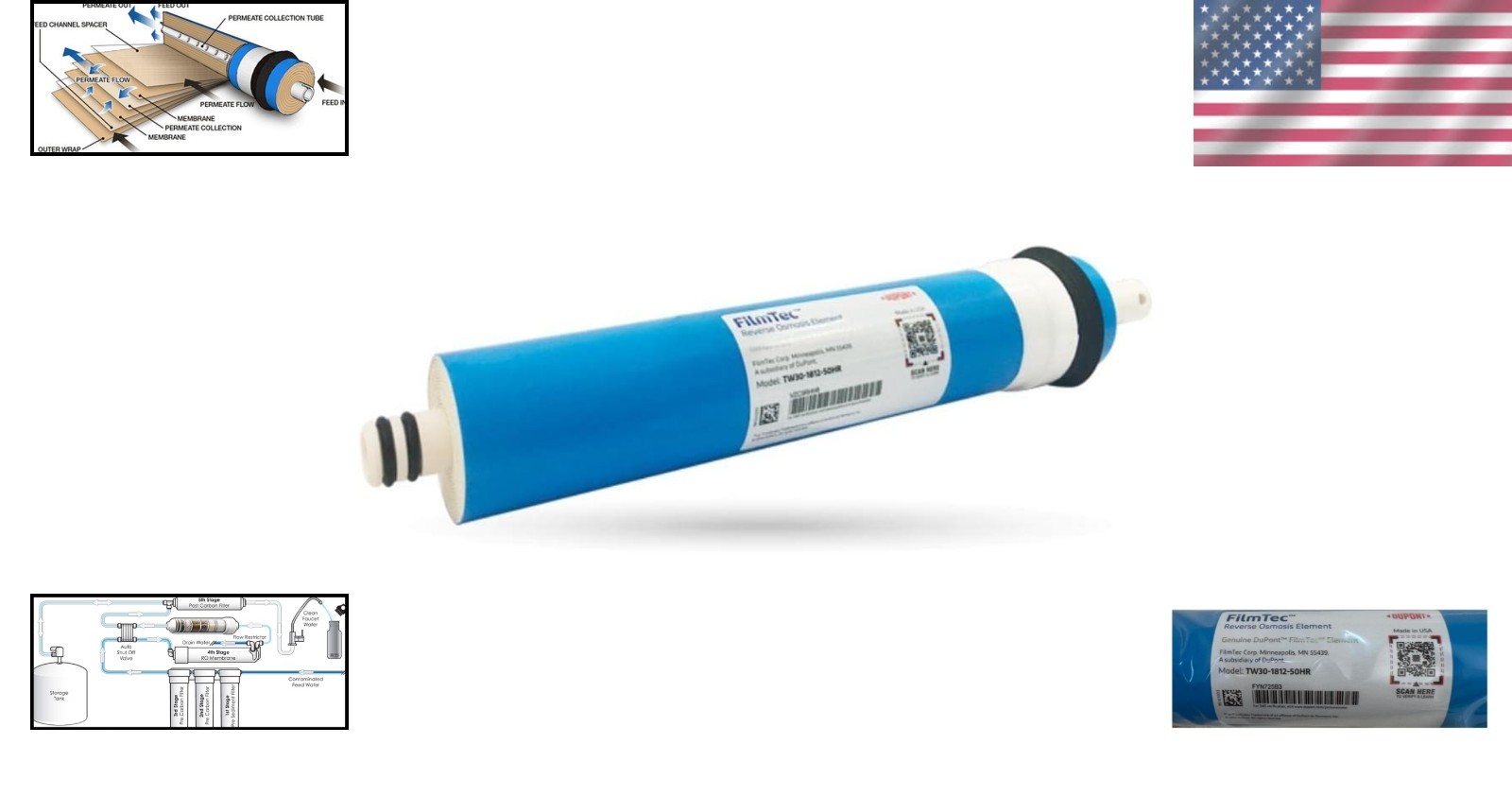 NSF Certified TW30-1812-50HR: Purifies 50 Gallons Daily with 98% Salt Rejection