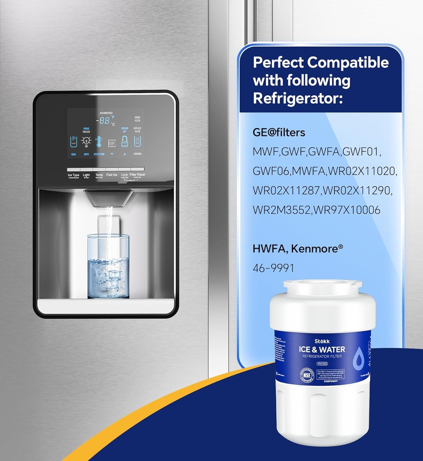 ERP Ice & water Filter for GE GSHS3KGZBCSS GSS25LGTDBB GSH22JGDDWW DSS25KGREWW