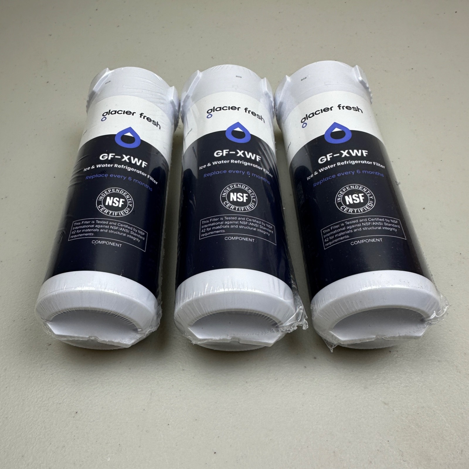 3 PACK GLACIER FRESH GF-XWF Replacement for GE XWF Refrigerator Water Filter