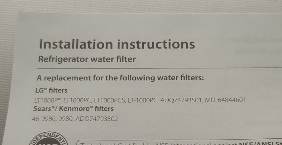 LG Water replacement Filter Wd-f46