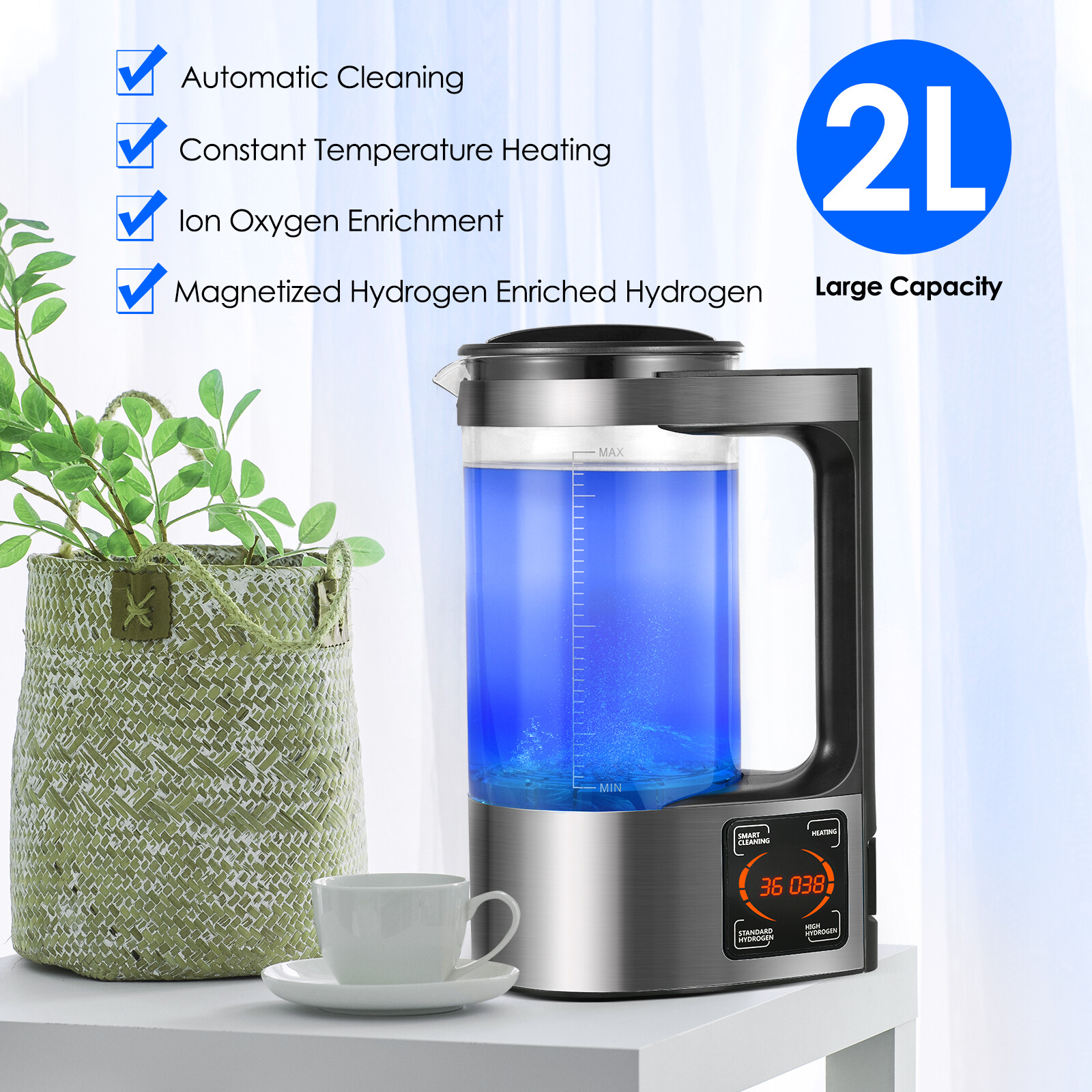 Hydrogen Water Machine Generator Rich Alkaline Water Ionizer Generator Kettle