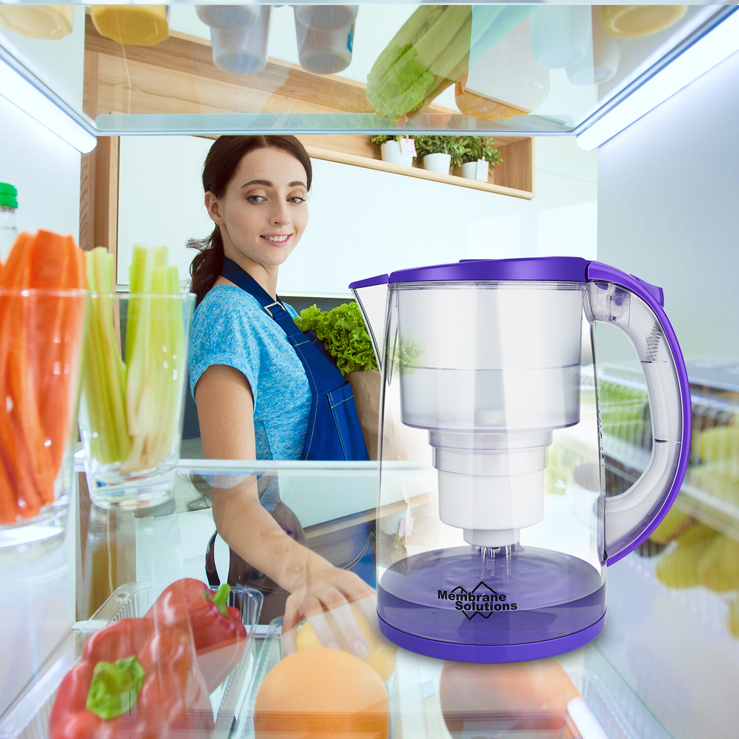 Water Filter Pitcher,12-Cup Large Water Purifier Reduce TDS BPA-Free Replacement