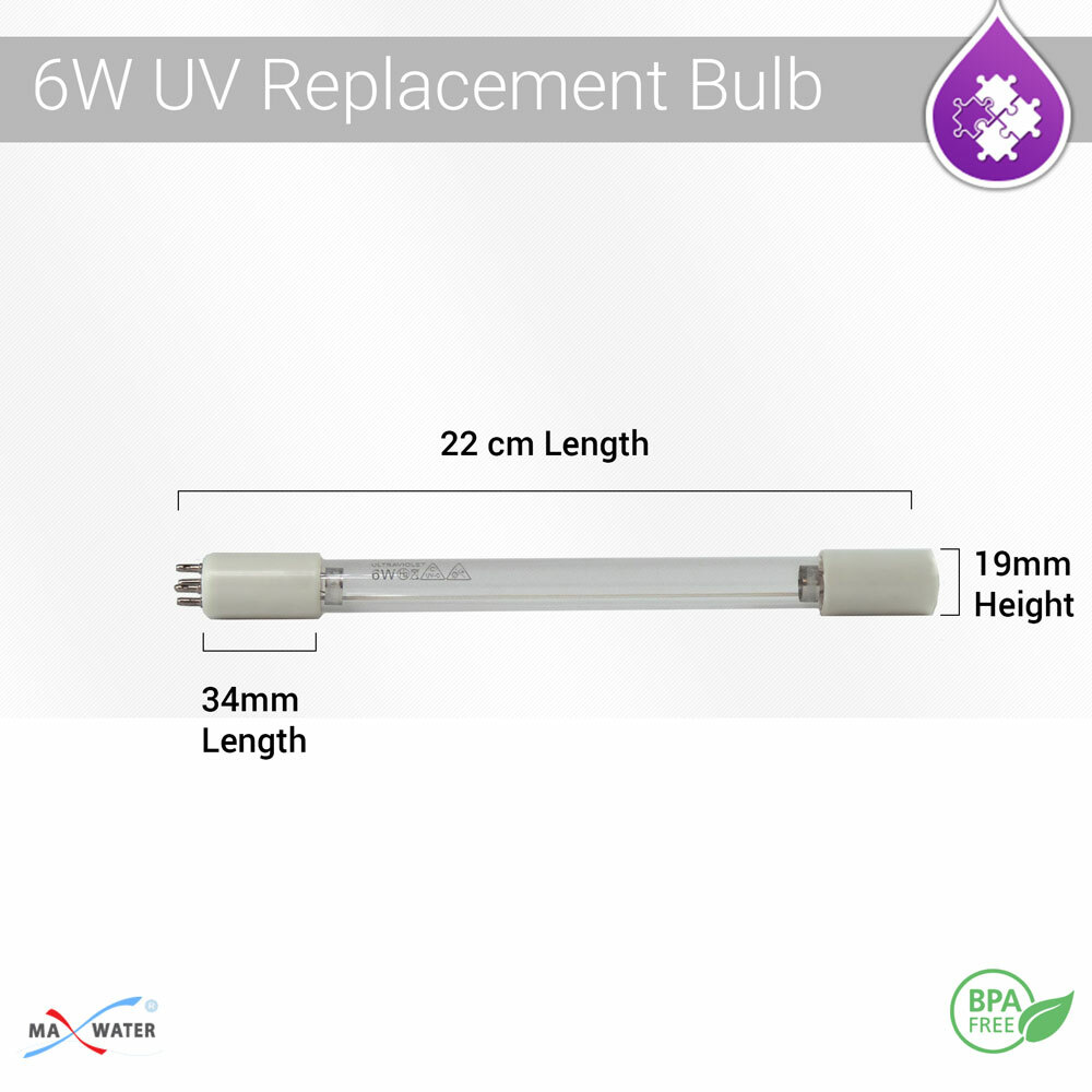 Ultraviolet UV Light 6W Water Filter Reverse Osmosis, Stainless Steel Housing