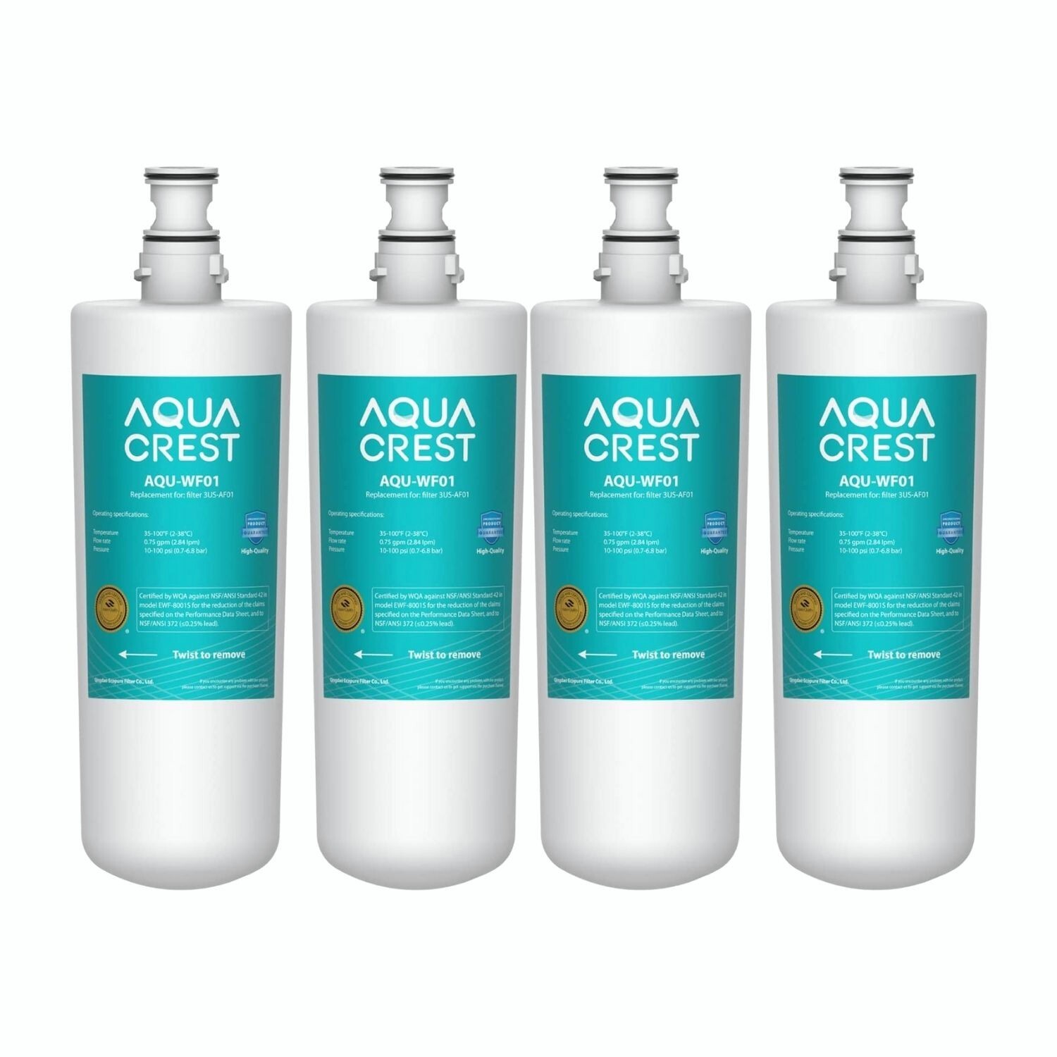 AQUA CREST Under Sink Water Filter, 3US-PF01,Replacement for 3US-MAX-F01H,(4)