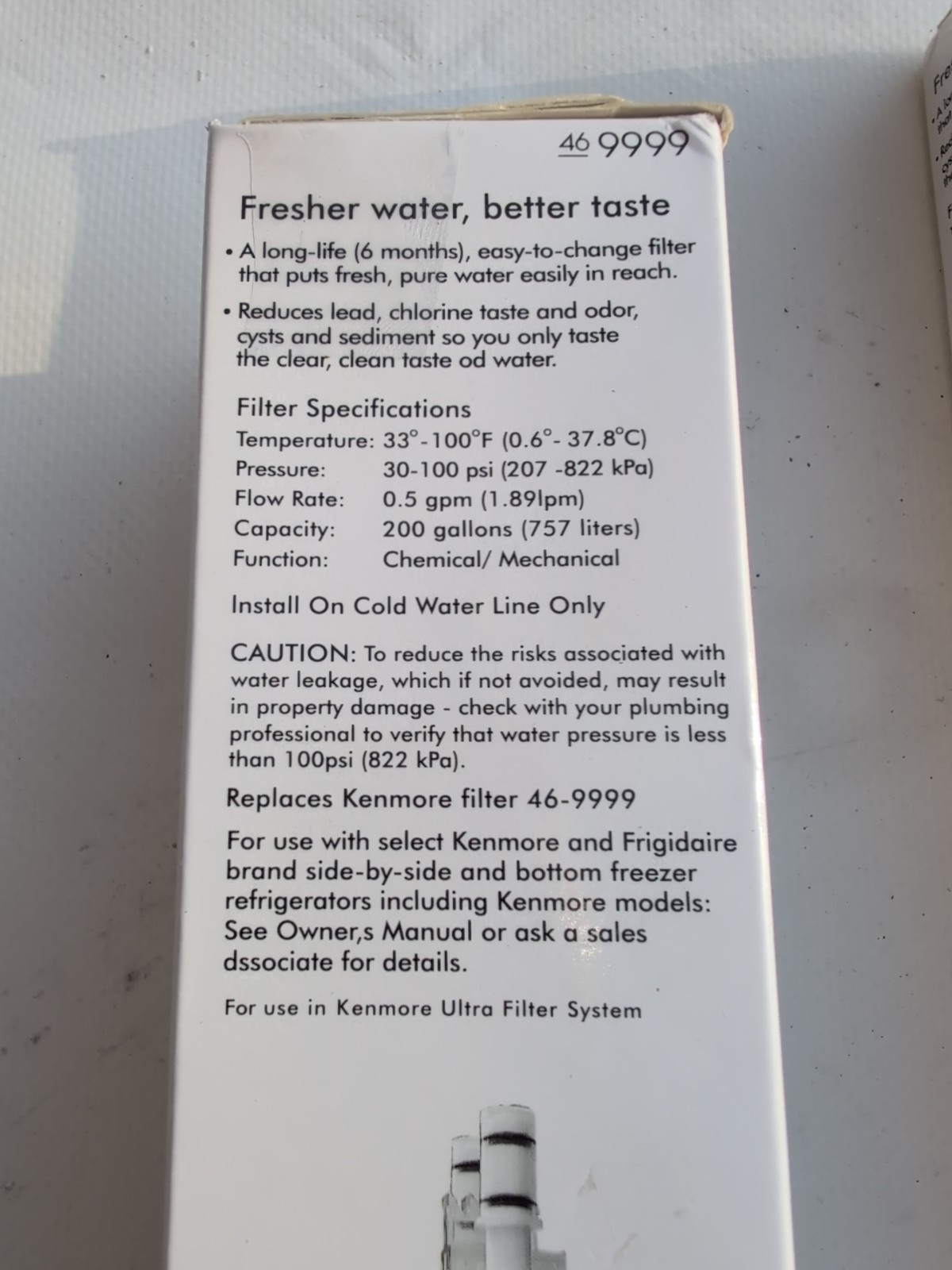 *2 Pack* Kenmore Replacement Water Filter. Model 46-9999. New In The Box. 2 Incl