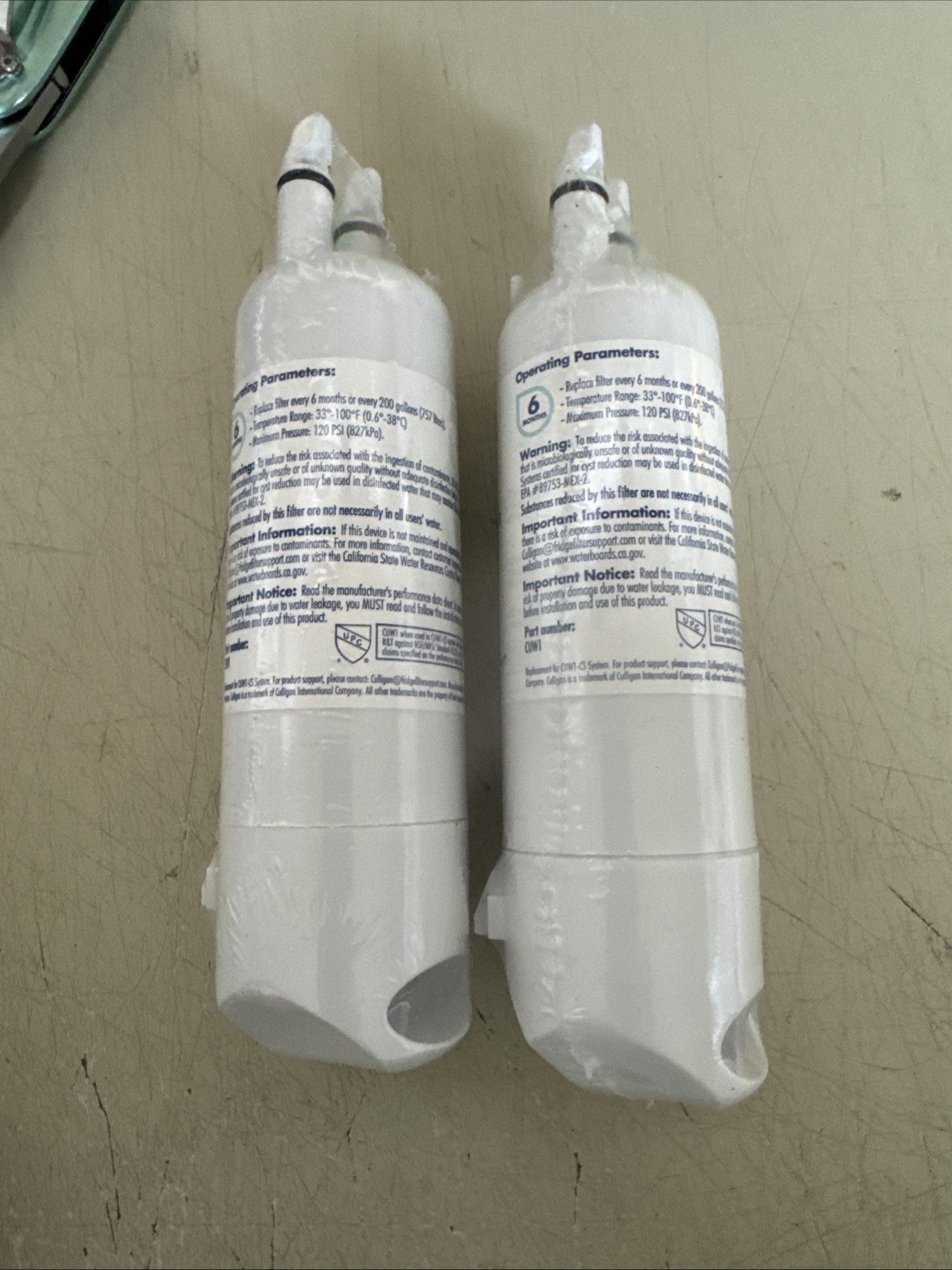 Lot of 2 – Culligan CUW1 Refrigerator Water Filter – Whirlpool Everydrop