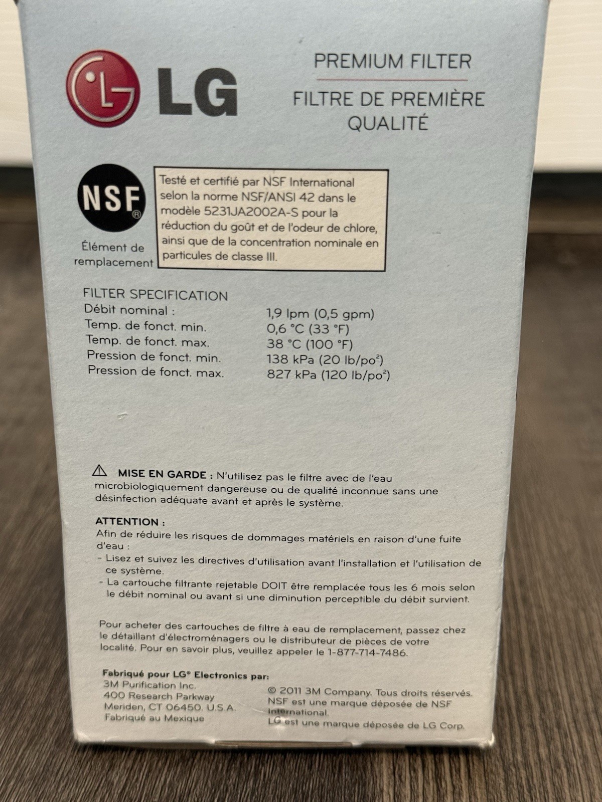 LG Water Filter LT500P Replacement Cartridge BRAND NEW