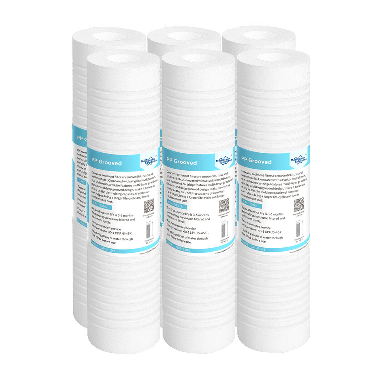 1 Micron 10″x2.5″ Grooved Sediment Water Filter Whole House Replacement 1-6 Pack