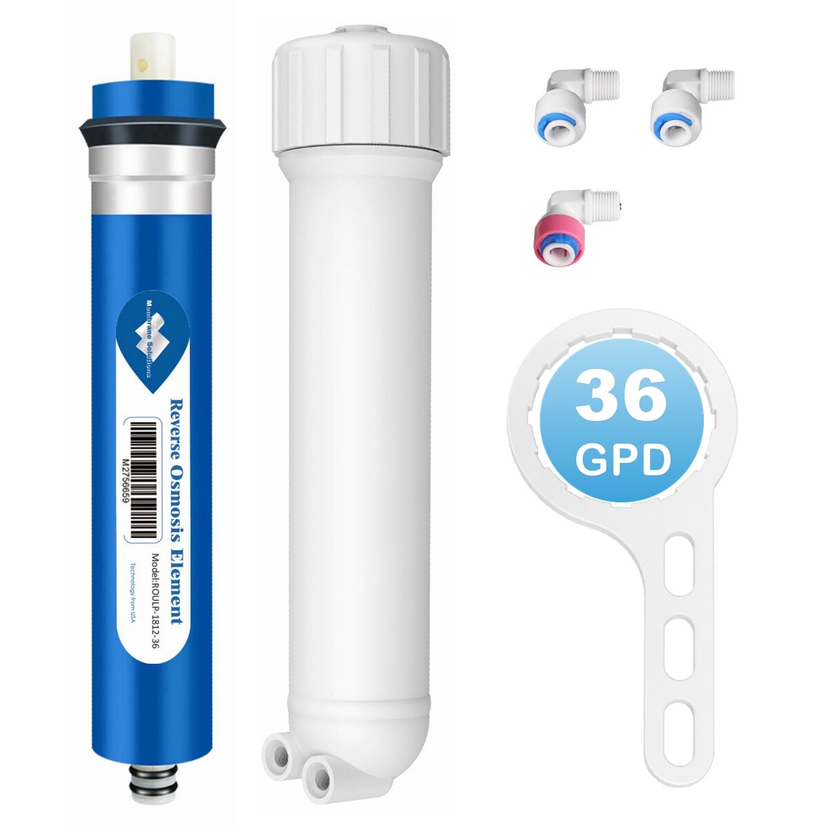 36 GPD RO Membrane Reverse Osmosis Water Filter Housing Kit for GE TFC-24 TFM-18
