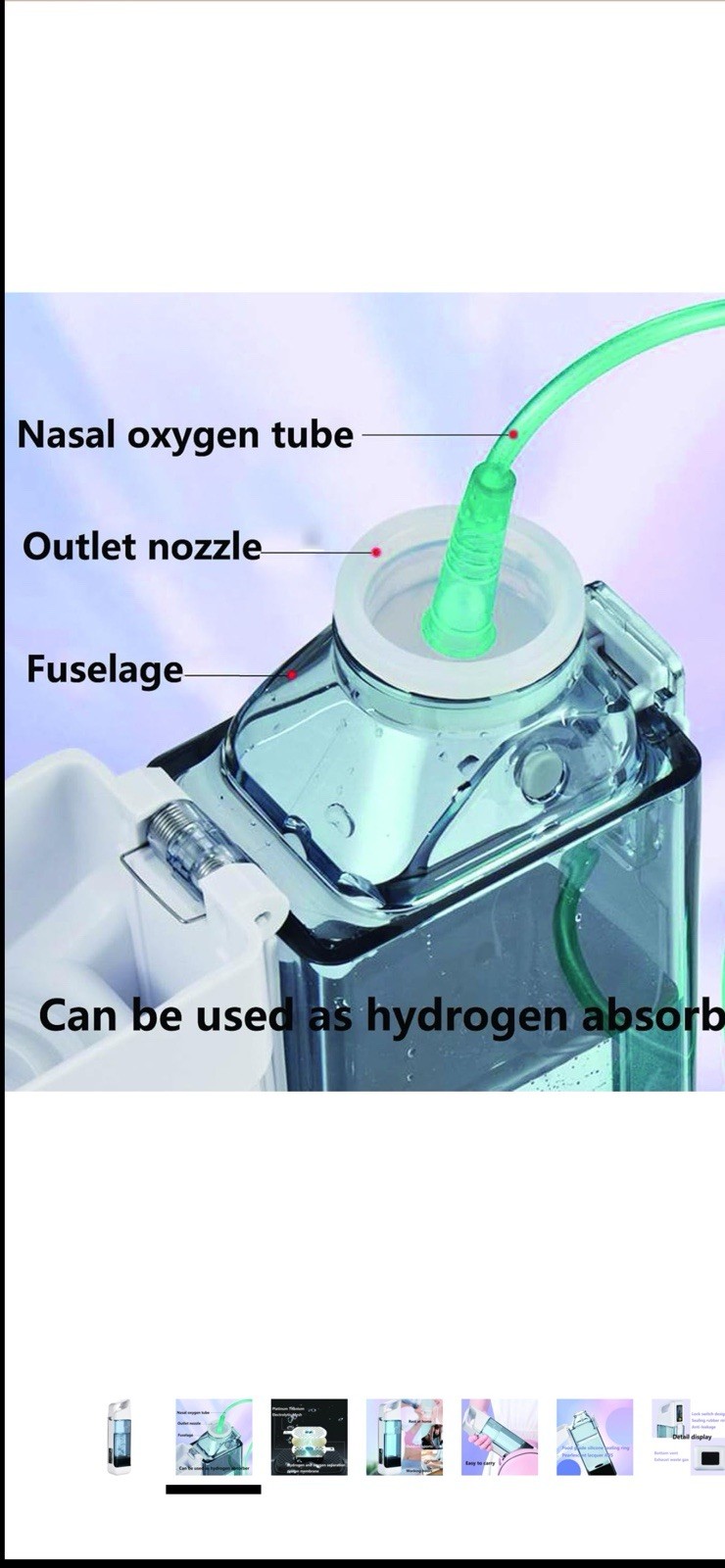 Hydrogen Water Bottle Generator, 2 in 1 Hydroh Hydrogen Nasal Oxygen Tube i8