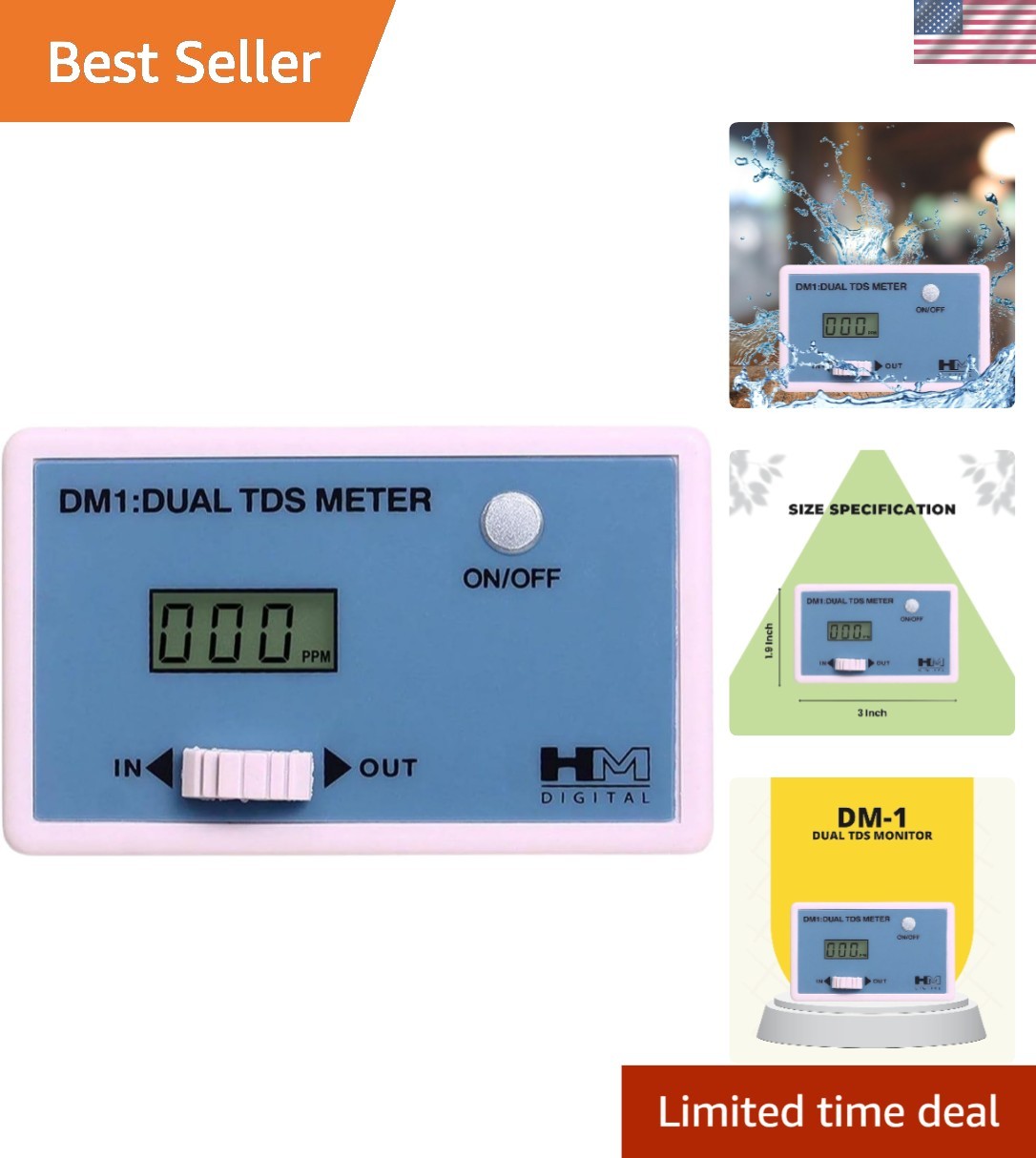 Advanced TDS Meter: In-Line Dual Monitor for Efficient Filtration – Blue & White
