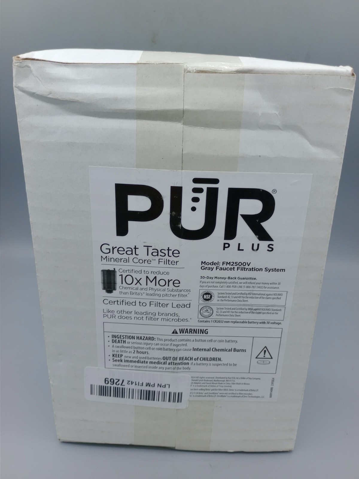PUR PLUS Vertical Faucet Mount Water Filtration System FM2500V – Gray, Fits Most