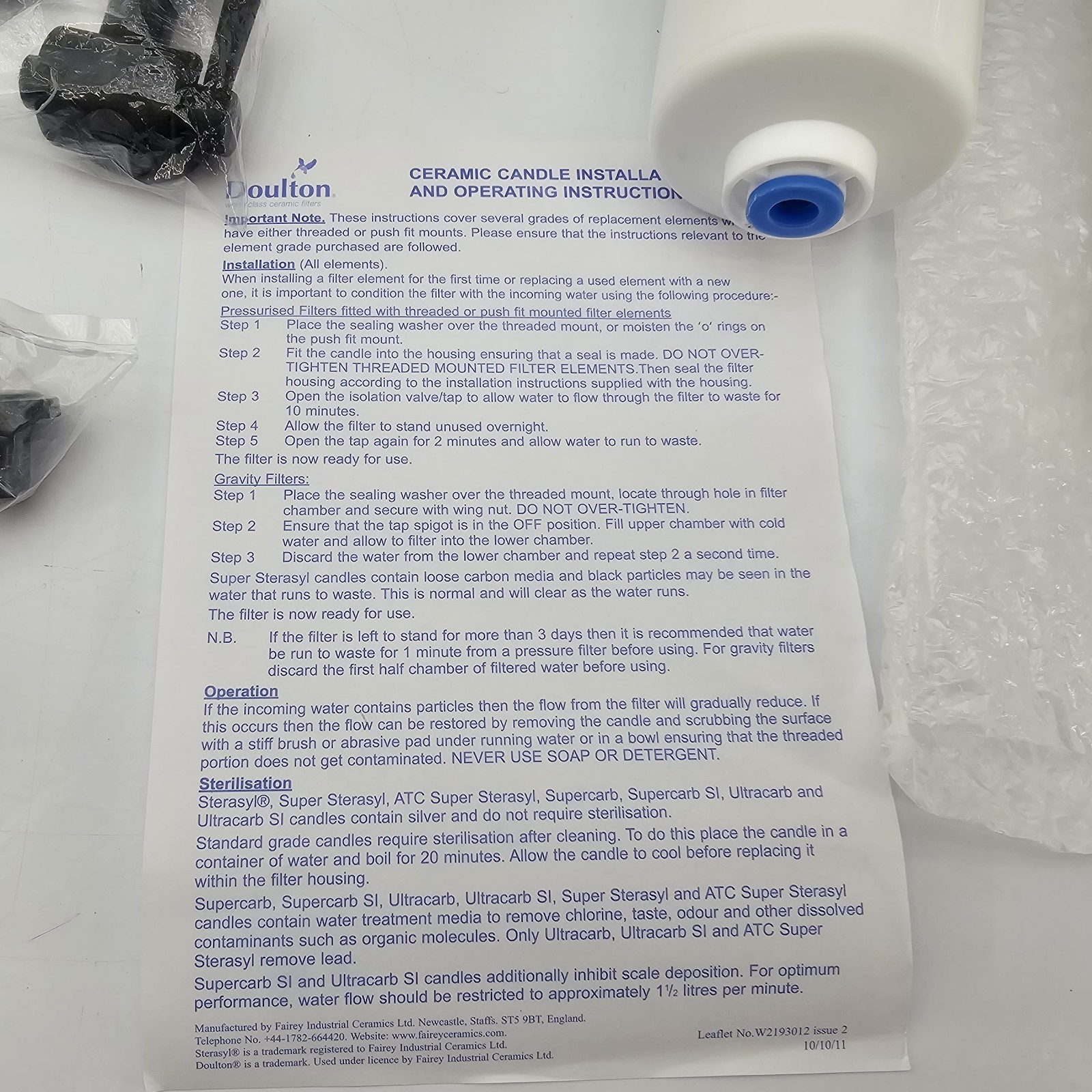 Berkefeld Doulton Gravity Filter GSS2 Ultra Sterasyl Filter 2.25 Gal W/ FILTER