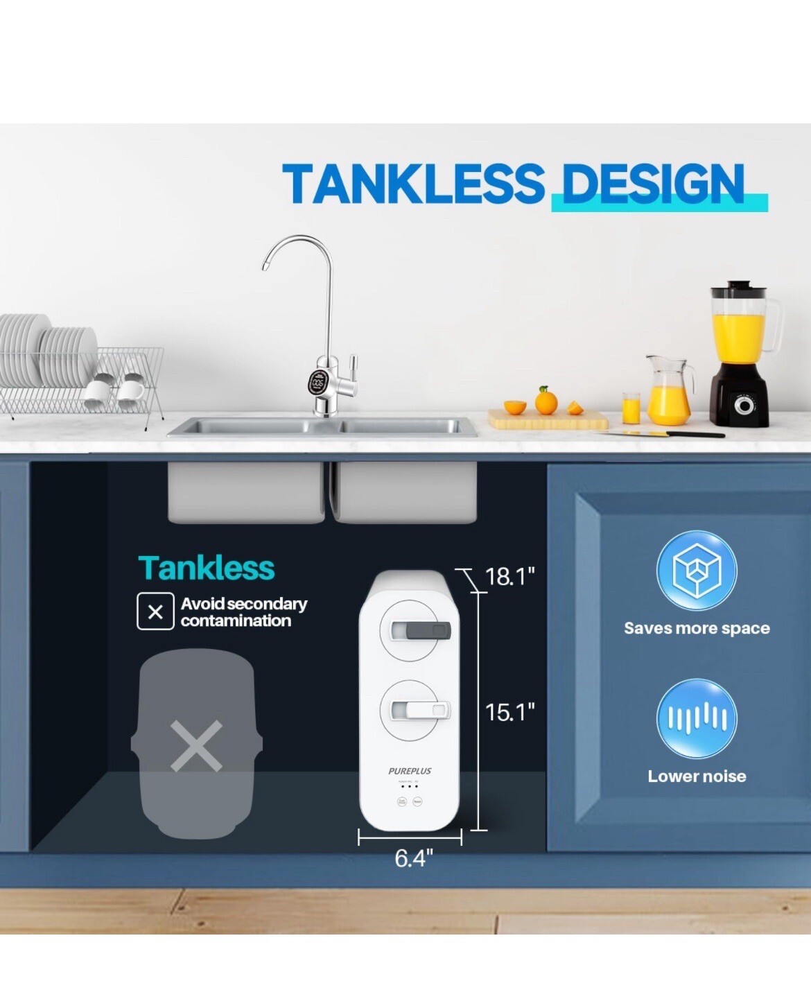 PUREPLUS Reverse Osmosis Water Filtration System – Tankless 600