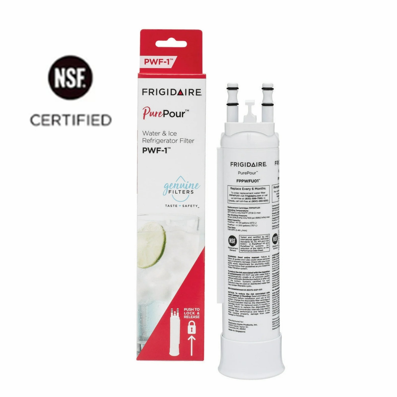 1 Combo Frigidaire FPPWFU01 PurePour PWF-1 Water Filter & PAULTRA2 Air Filter