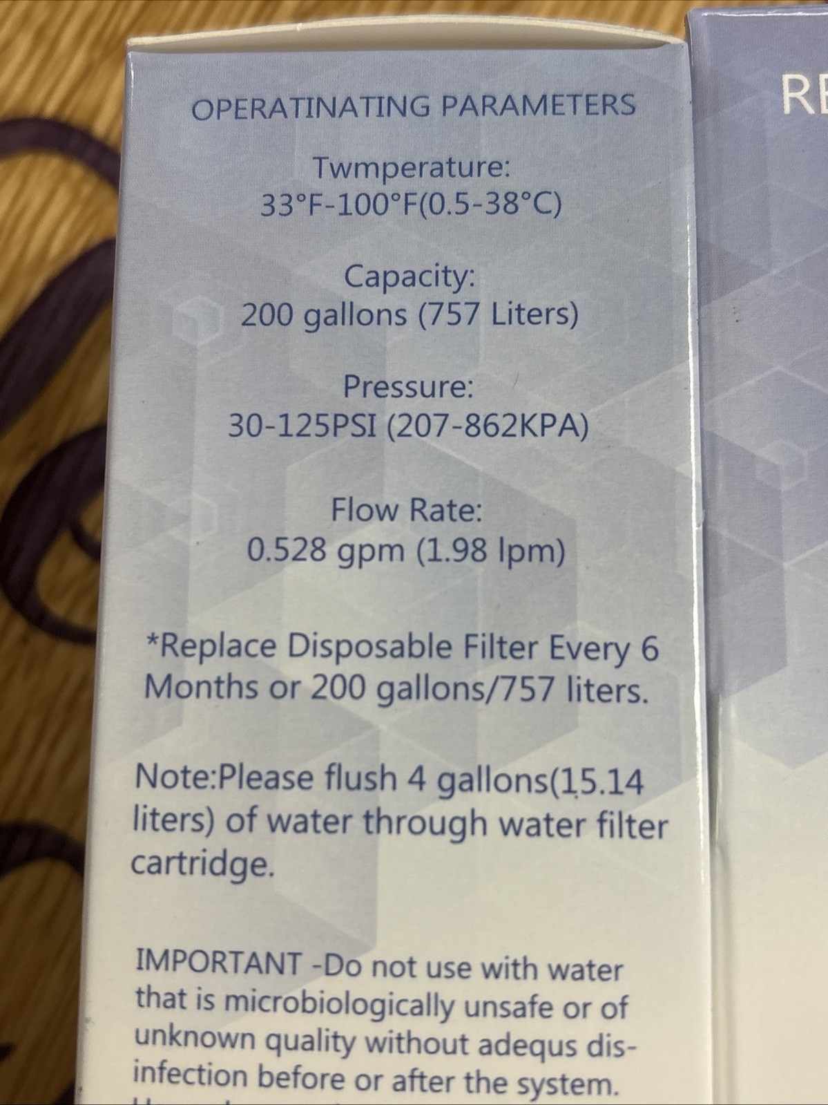 Waten H2O Replacement Filter W10413645A*. W10413645 Filter2 EDR2RXD1* Rep W005