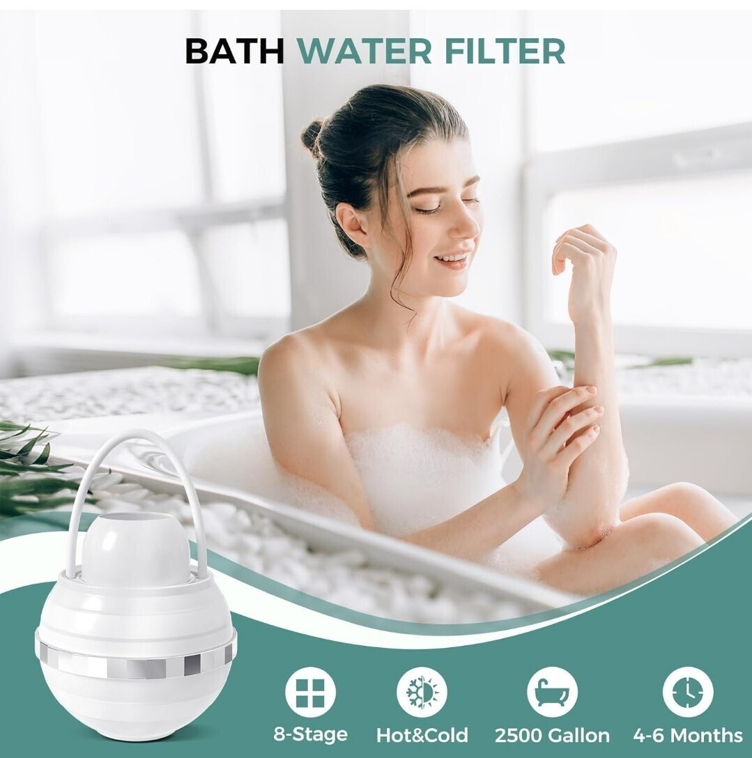 Bath Filter for Tub – 8 Stages Bath Water Filter for Tub Faucet, Hard Water…