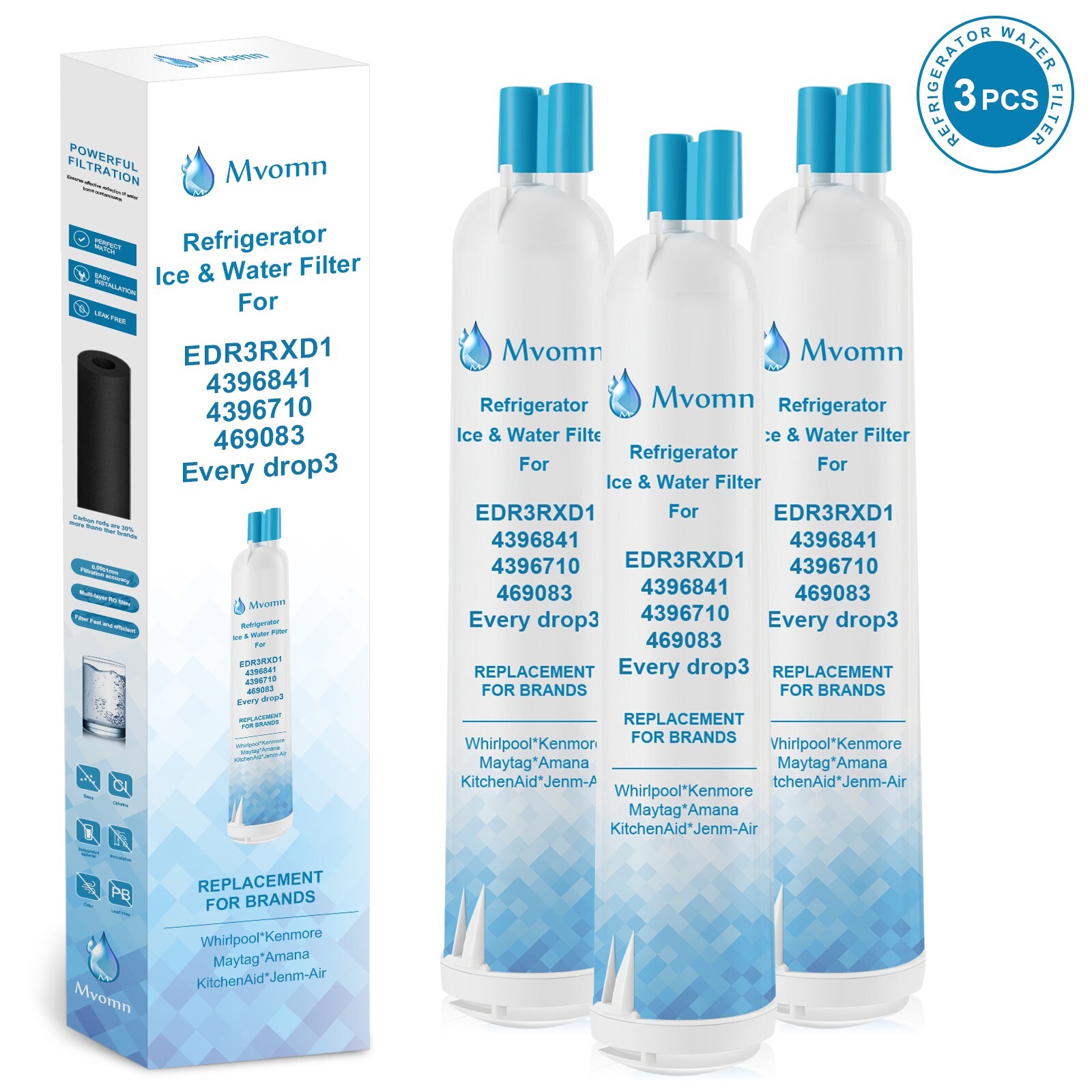 3Pack Kenmore 9083 Refrigerator Cartridge Water Filter 469083 9020 9030 USA
