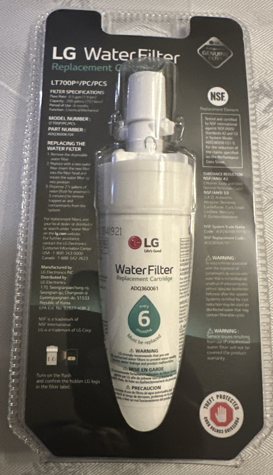 Water Filter for Select LG Refrigerators – White – FREE SHIPPNG