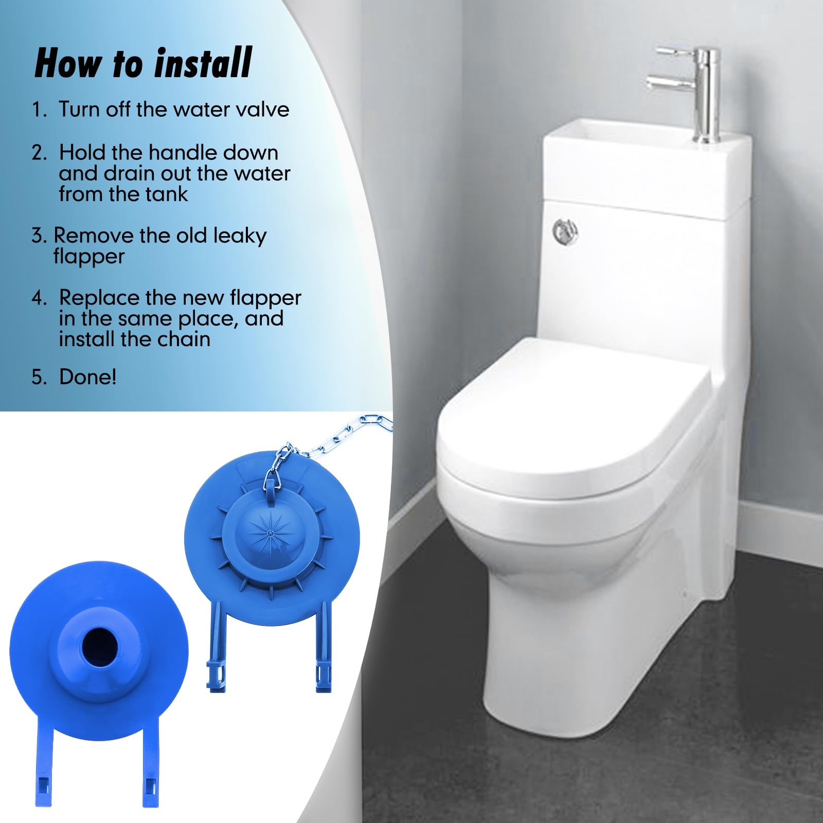 2-inch Universal Toilet Flapper, Rubber Seal Toilet Flapper Replacement Kit f…