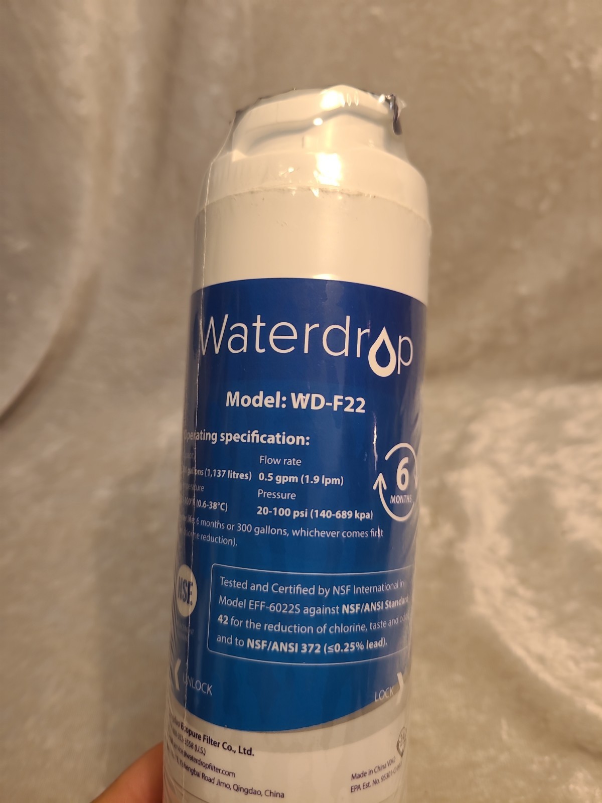 New Sealed Waterdrop WD-F22 Replacement For GE MSWF Refrigerator Water Filter