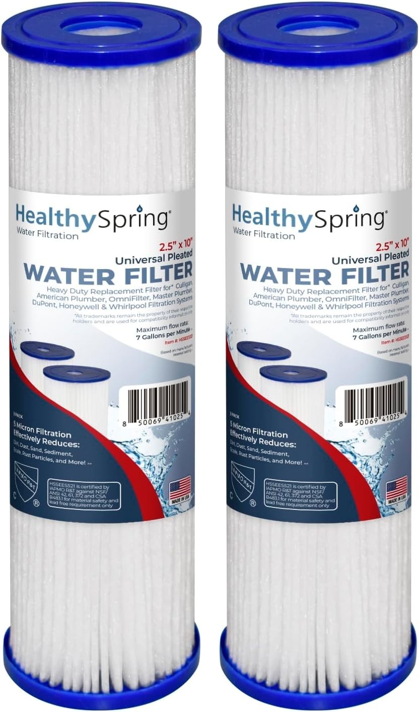 5 Micron Whole House Sediment Filter – 10×2.5 In, 2-Pack for Clean Water Flow