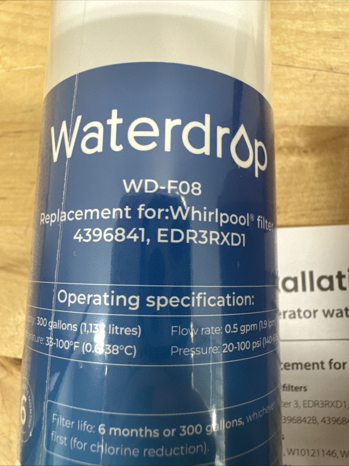 Waterdrop WD-F08 Refrigerator Water Filter For Whirlpool Sealed