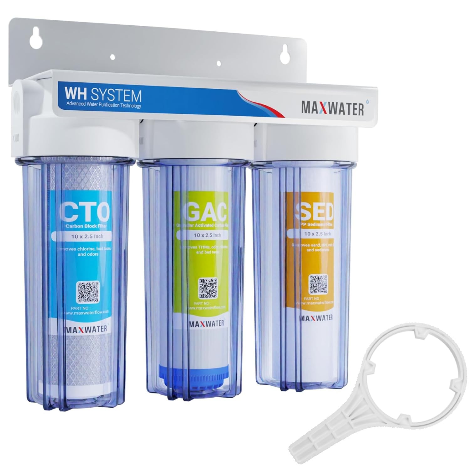 Max Water 3 Stage Good for City Water 10 inch Standard Water Filtration System