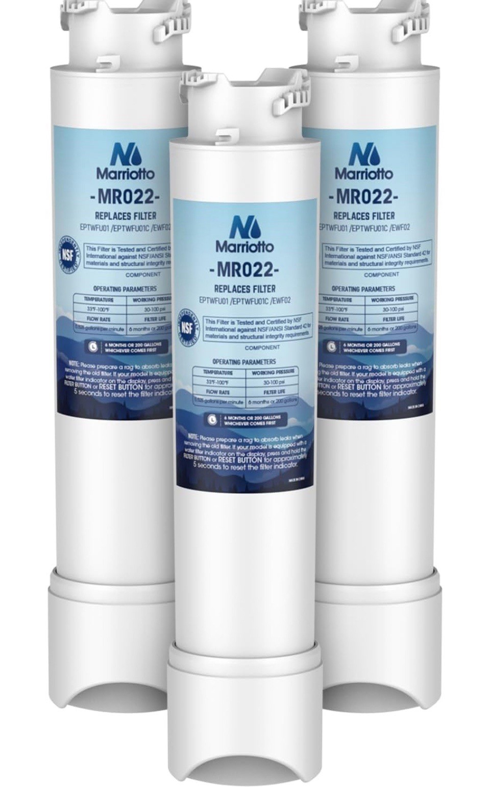 MARRIOTTO MR022 Water Filter Replacement, Compatible with Frigidaire EPTW 3 PACK
