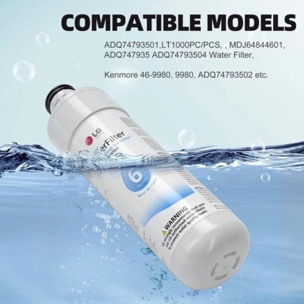 New Sealed LG LT1000P Refrigerator Water Filter Replacement ADQ747935, 2 Pack