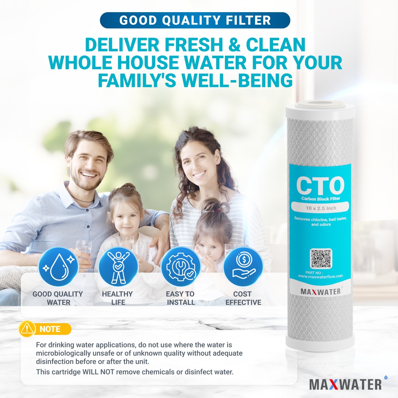 25 Pack 10″ x 2.5″ Coconut Shell CTO Carbon Block Water Filter, RO & Whole house