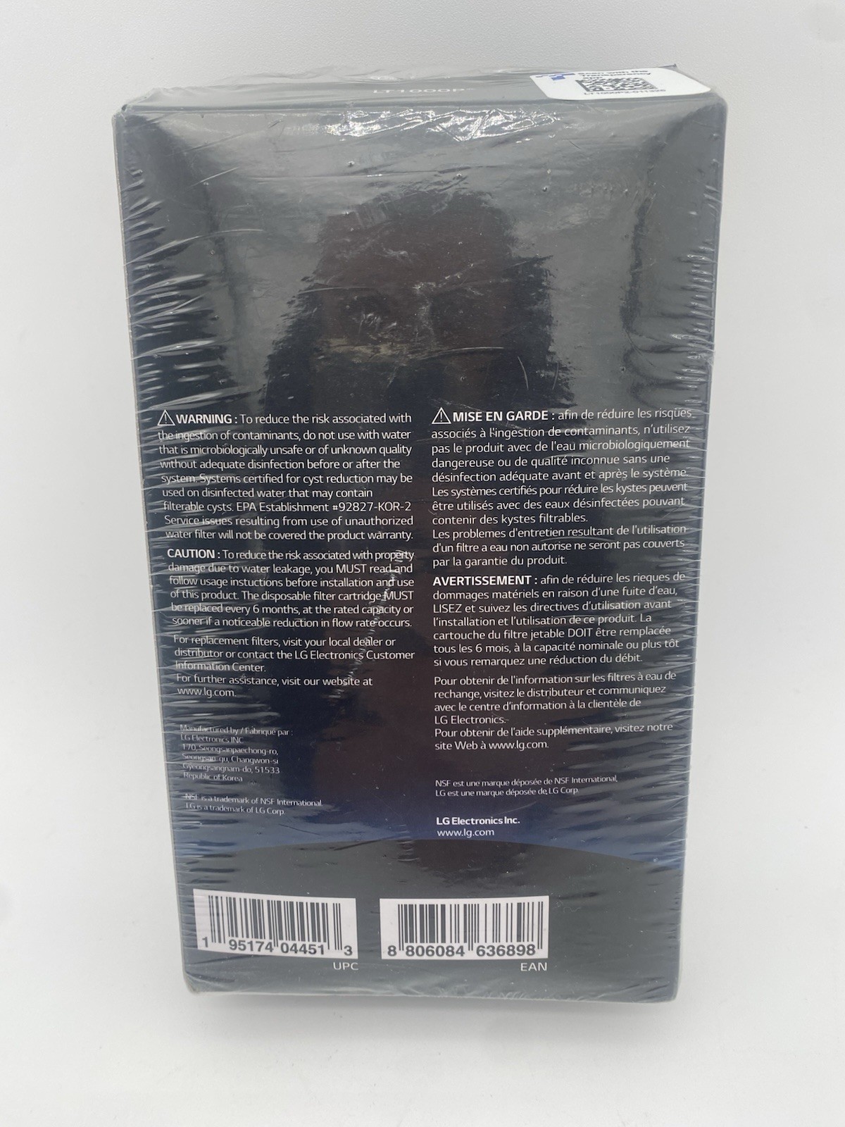 OEM LG LT1000P2 Water Filter Replacement Cartridge 2 Pack Sealed