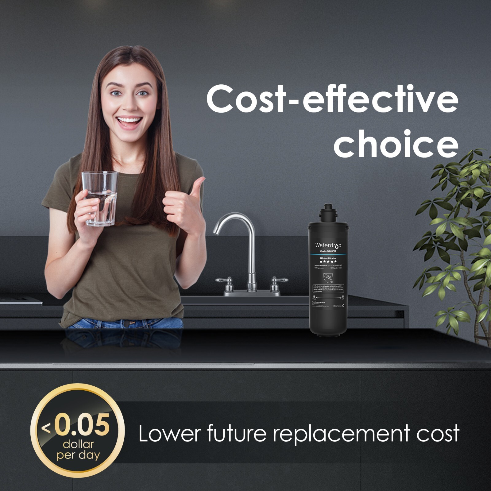 Waterdrop WD-RF10 Water Filter, 8000 Gal High Capacity, Replacement for 10UA/UB