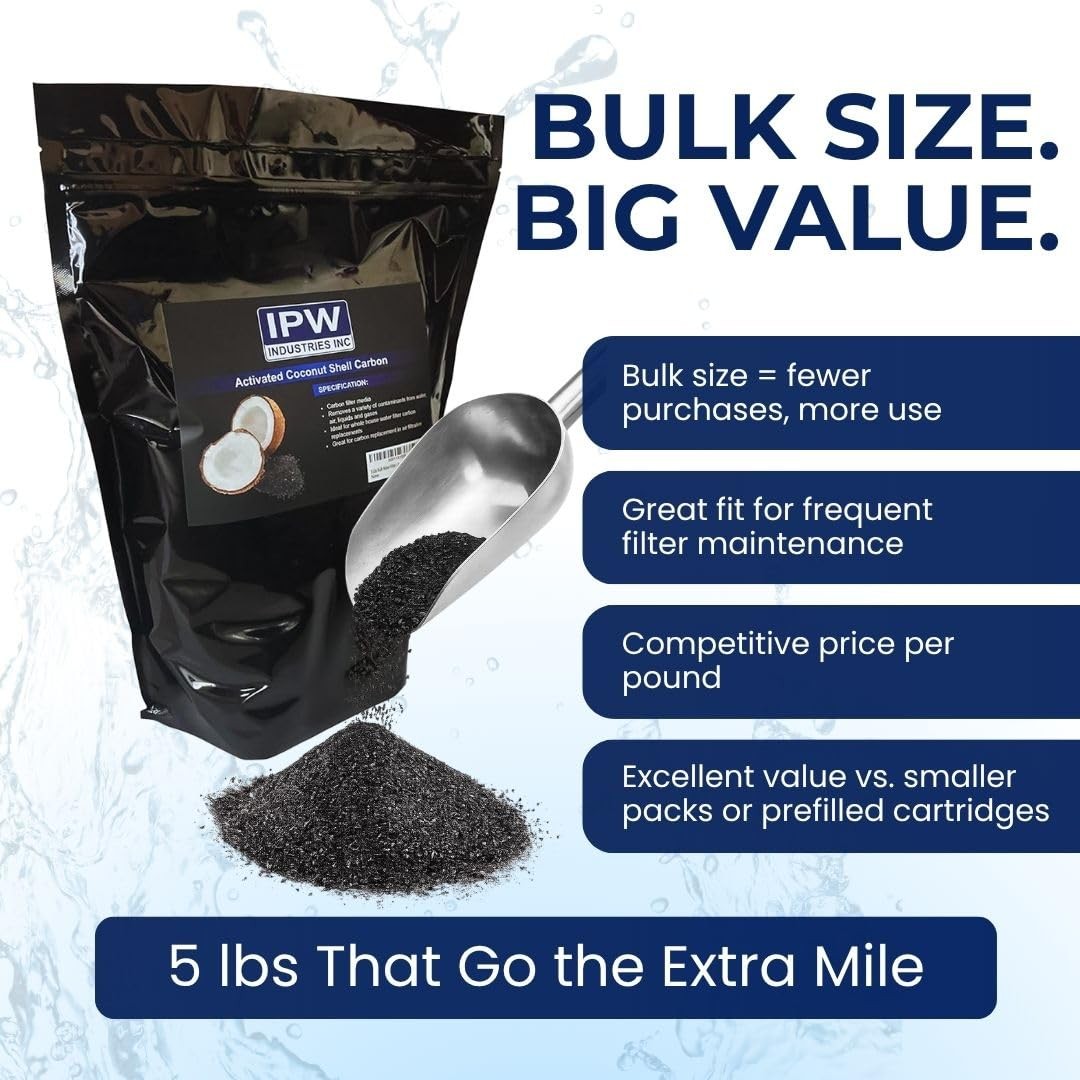 5 Lbs Bulk Water Filter/Air Filter Refill Coconut Shell Granular Activated Carbo