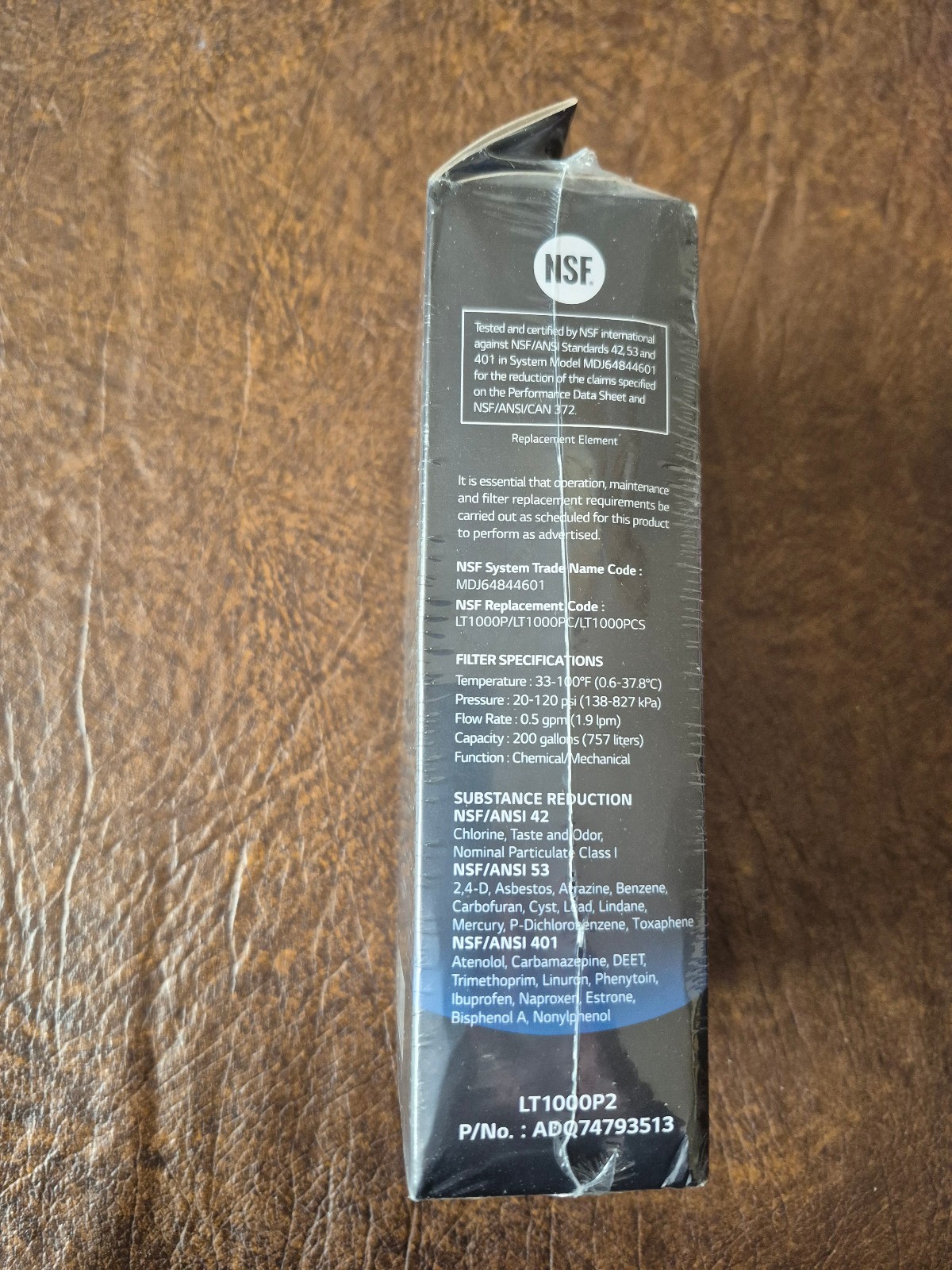 LG LT1000P2 6-Month / 200 Gallon Refrigerator Replacement Water Filter, Reduces