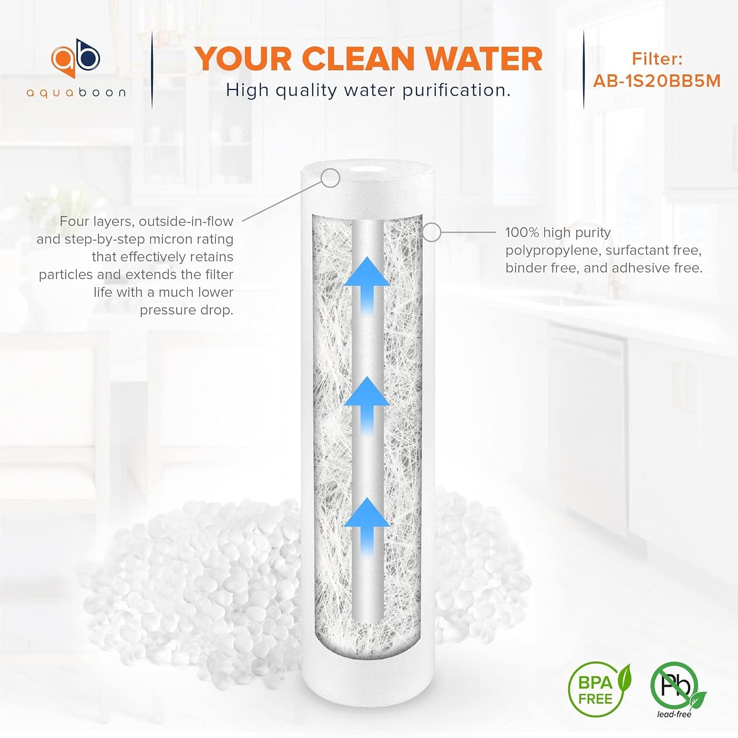 5 Micron20x4.5Whole House Sediment Filter Cartridge20in Water Filter Replacement