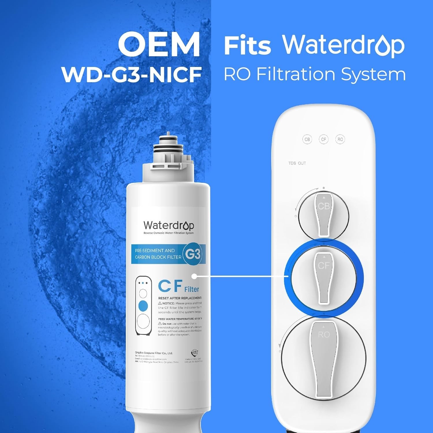 Waterdrop WD-G3P600-W Replacement Filter, WD-G3-N1CF, WD-G3-N3CB, WD-G3P600-RO
