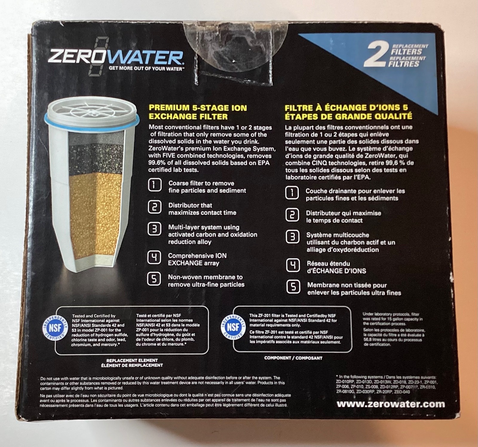 NOB ZEROWATER PREMIUM 5-STAGE ION EXCHANGE FILTER TECHNOLOGY 2-PACK SEALED