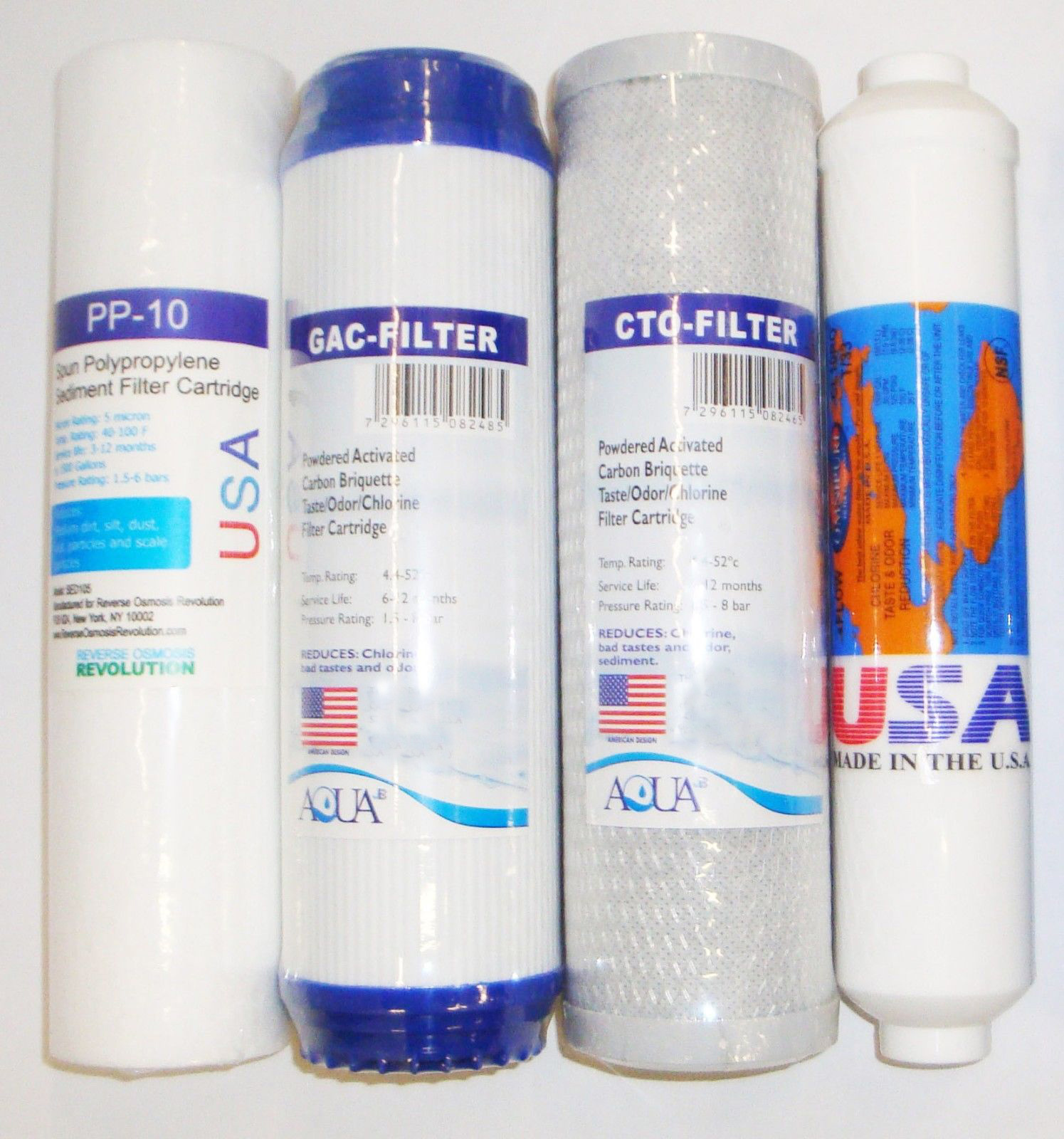 Universal 4 Replacement Filter set for 5 stage Reverse Osmosis, USA
